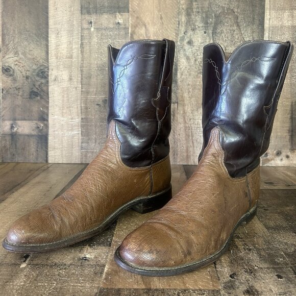 Lucchese Handmade L5339 Vintage Ostrich Roper Western Cowboy Boots Mens 11 D - Picture 1 of 12